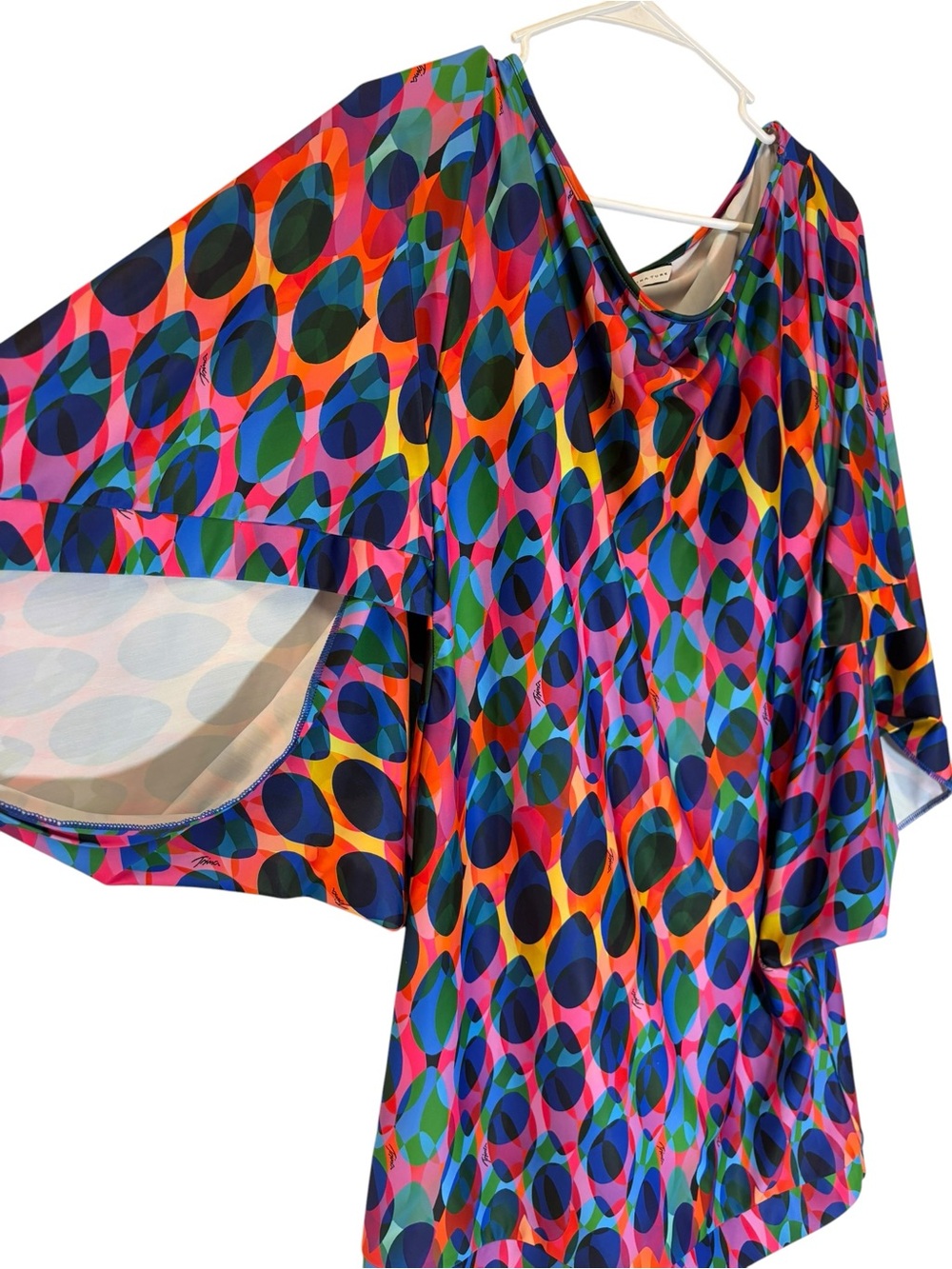 Trina Turk Geometric Kaleidoscope Logo Print Tunic / Dress / Swim Cover Up Large - Picture 10 of 16